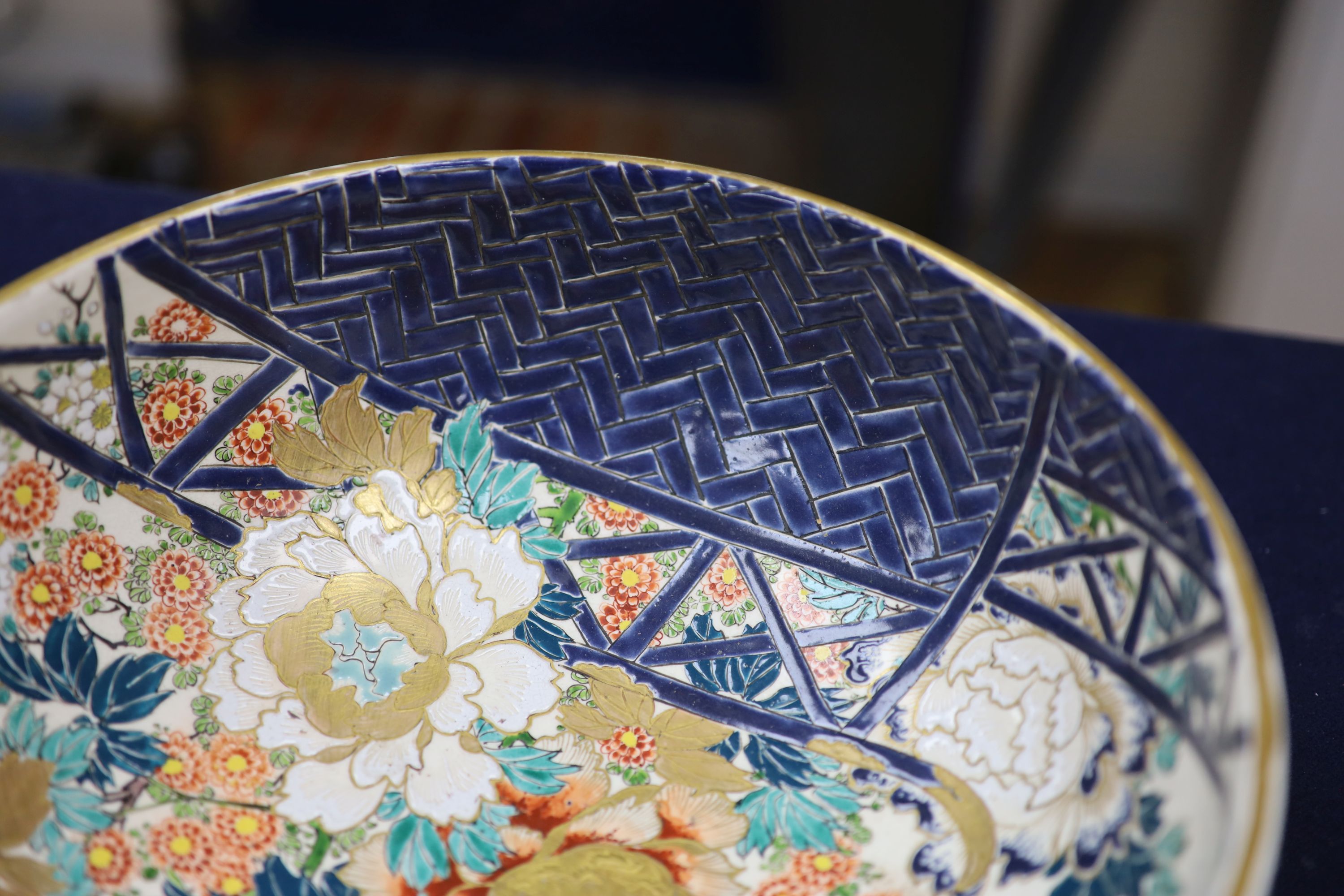 A Japanese satsuma enamelled bowl, 30cm